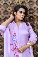 Power Purple Handpainted Silk Suit Set