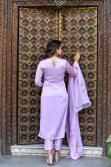 Power Purple Handpainted Silk Suit Set