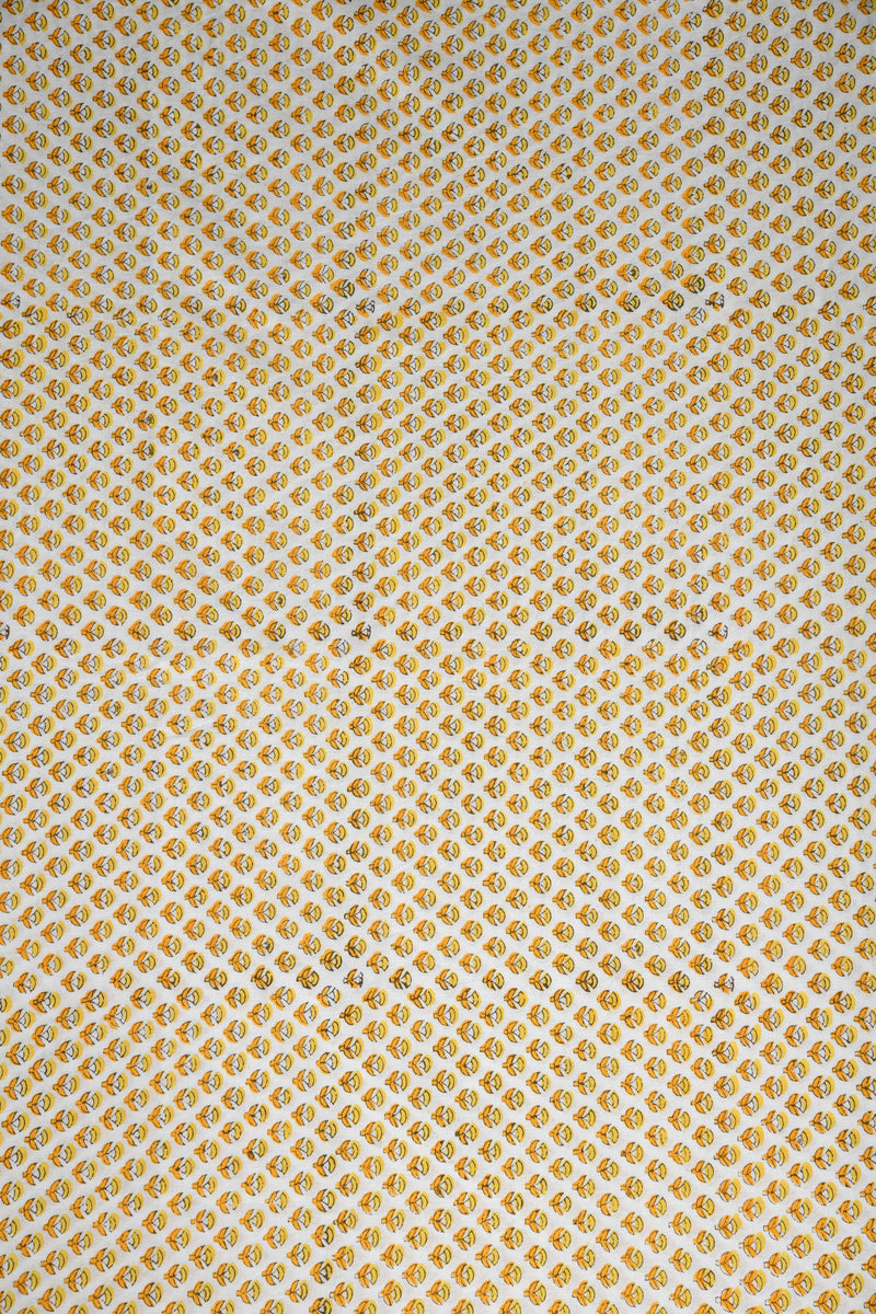 Yellow Desire Mul Handblock Fabric (WIDTH 44 INCHES)