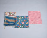 Multicolored Floral Handblock Printed Unstitched Suit Set