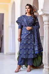 Blue Jaipuri Print Suit Set