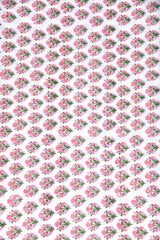 Rosy Pink Floral Mul Handblock Fabric (WIDTH 44 INCHES)