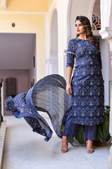 Blue Jaipuri Print Suit Set