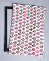 Rosy Pink Floral Mul Handblock Fabric (WIDTH 44 INCHES)