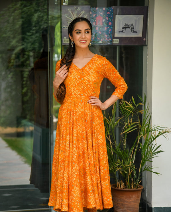 Orange Bandhani Kurta Only