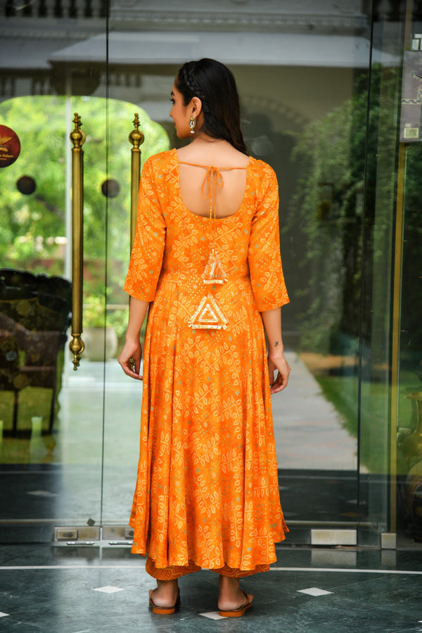 Orange Bandhani Kurta and Pant Only