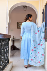 Dilruba Handpainted Silk Suit Set