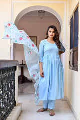 Dilruba Handpainted Silk Suit Set