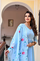 Dilruba Handpainted Silk Suit Set