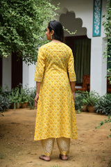 Aureolin Wonder Handblock Kotadori Dupatta Suit Set