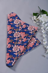 Royal Blue and White Floral Printed Unstitched Suit Set