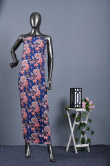 Royal Blue and White Floral Printed Unstitched Suit Set