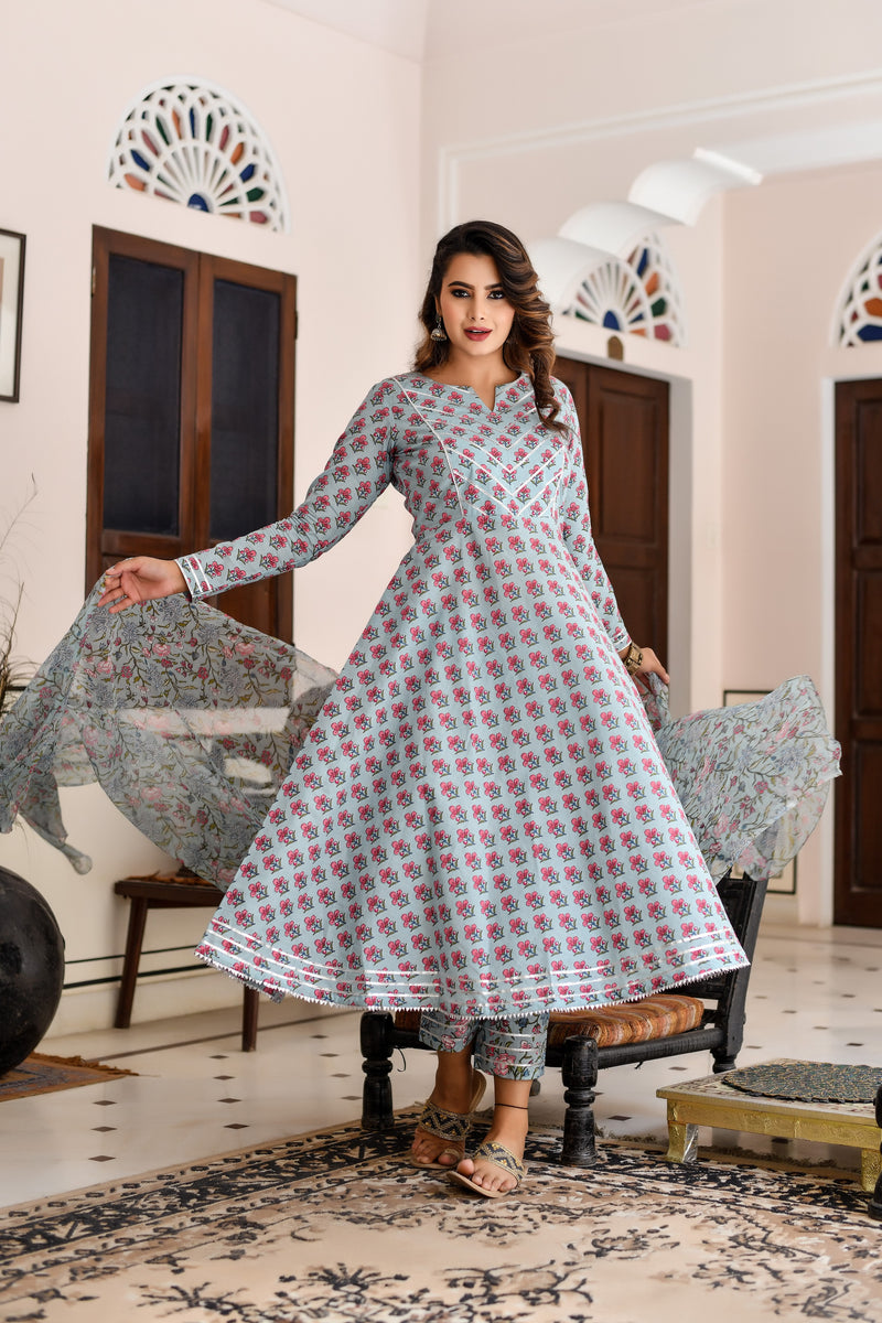 Summer Suits Collection | Block Print Cotton Suit - Anahyta Arora