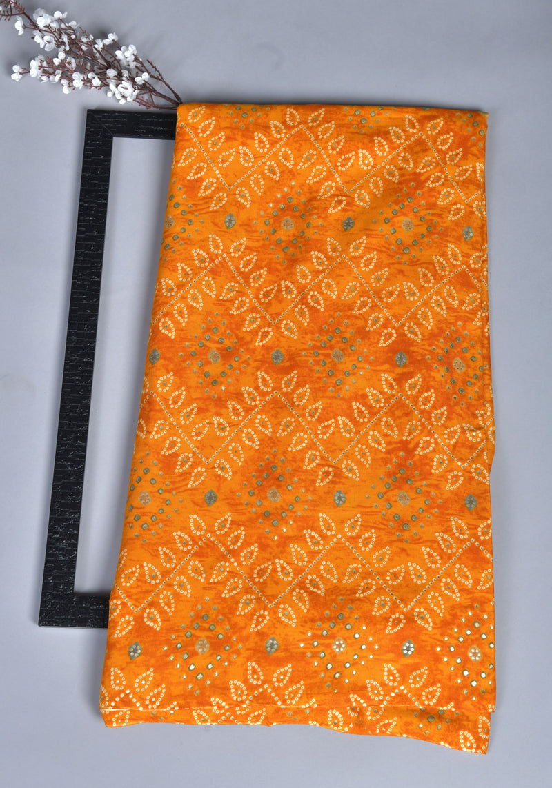 Orange Bandhani Fabric (WIDTH 44 INCHES)