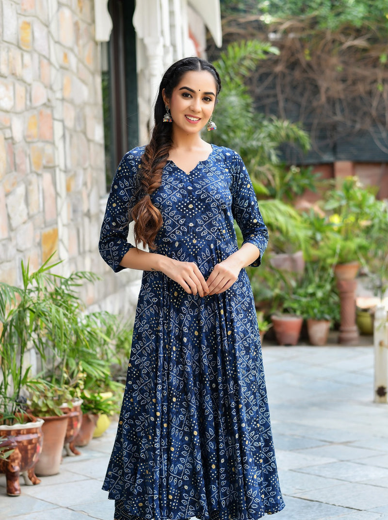 ROYAL BLUE BHANDANI KURTA ONLY