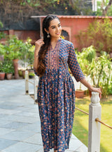 Royal Blue Handblock Kurta Only