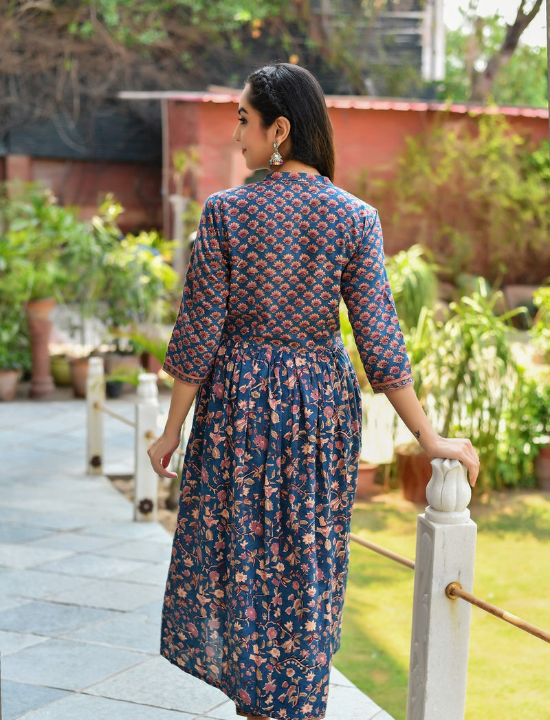 Royal Blue Handblock Kurta Only