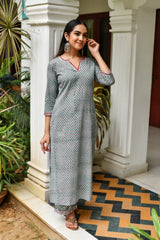 Sage Green Handblock Printed Suit Set