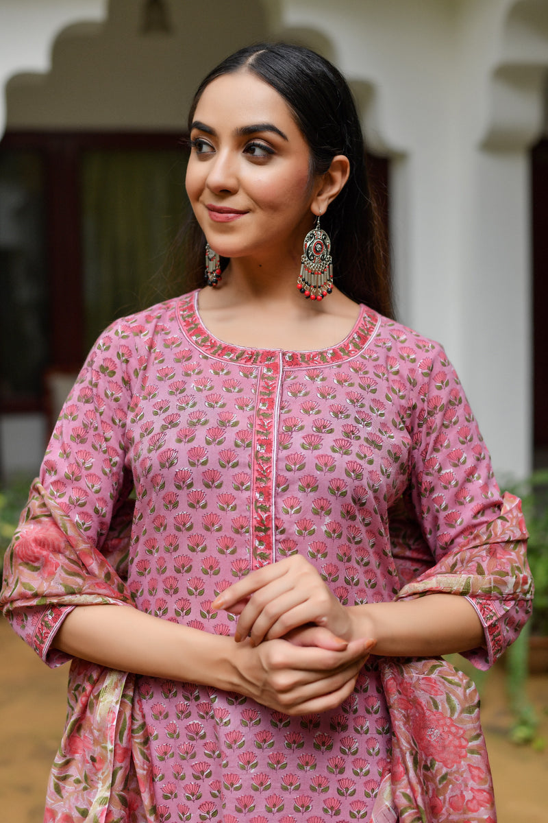 Gulabi Ethnic Handblock Printed Suit Set