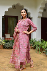 Gulabi Ethnic Handblock Printed Suit Set