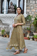 Mustard Clay Handblock Suit Set