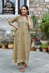 Mustard Clay Handblock Suit Set