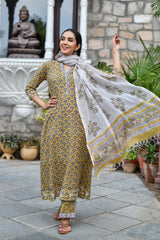 Mustard Clay Handblock Suit Set