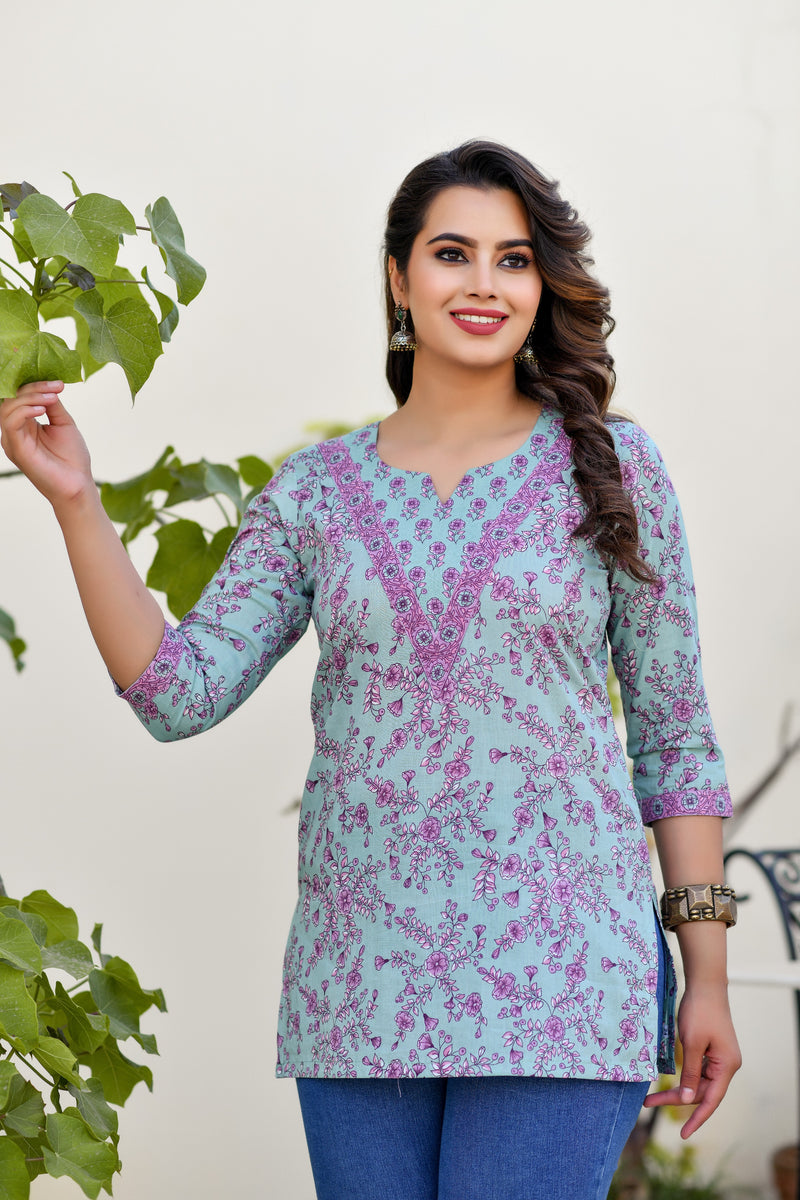 Casual V Neck Detail Short kurta