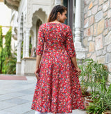 Rain in Red Handblock Gher Individual Kurta