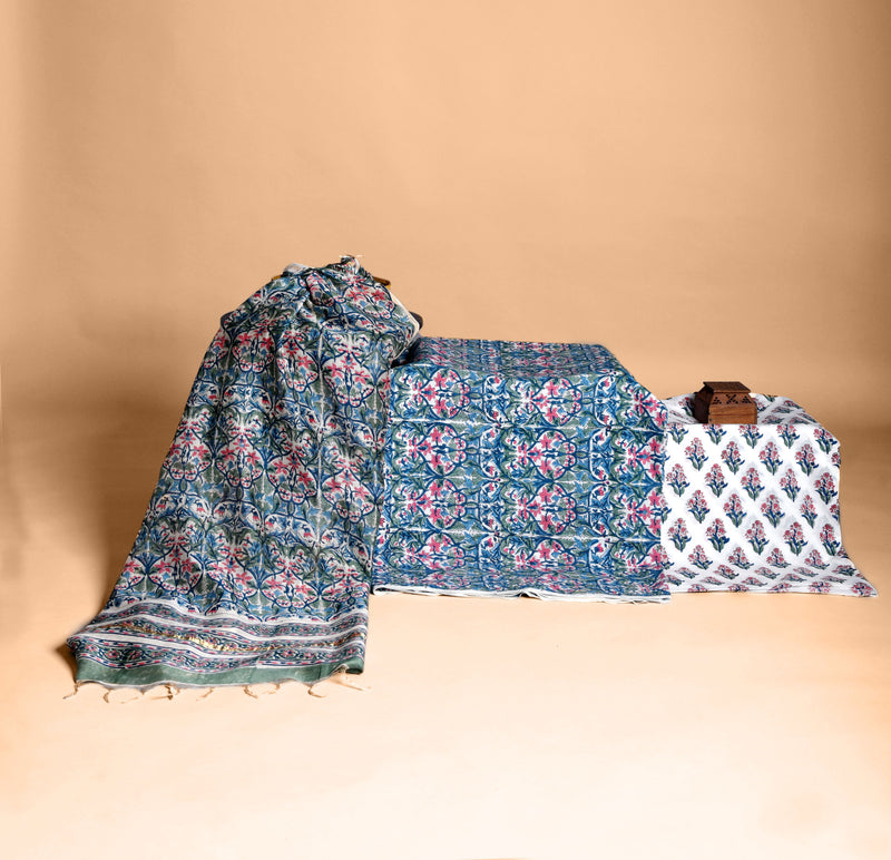 Royal Affairs Handblock Unstitched suit set