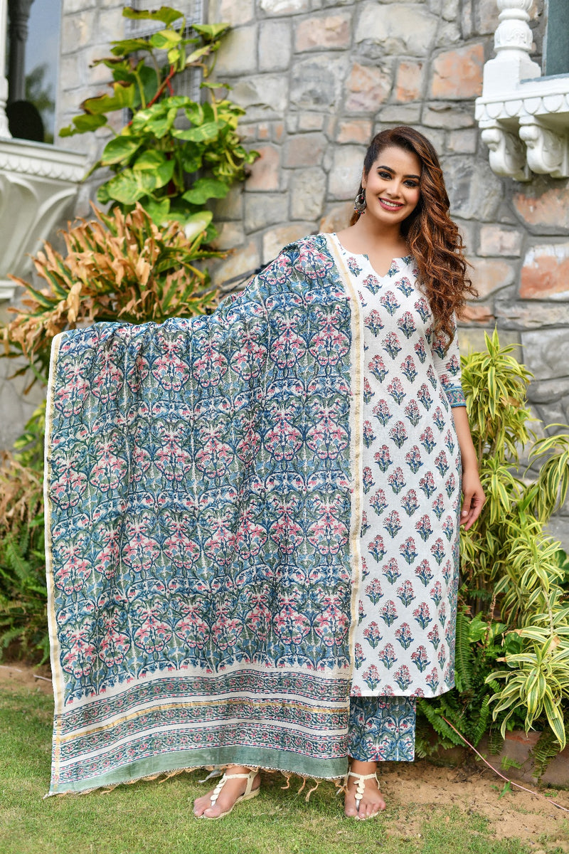 Royal Affairs Handblock Unstitched suit set