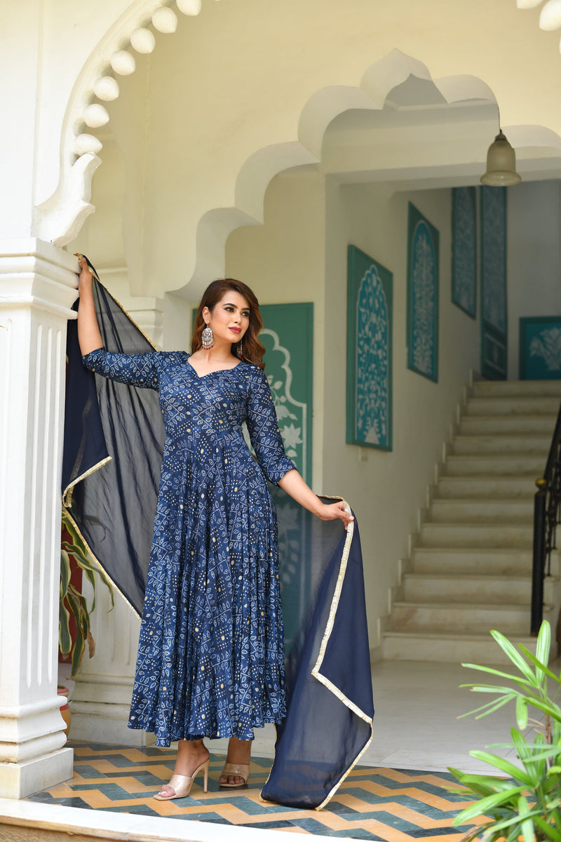 Persian Majesty Bandhani Anarkali Dress