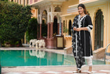Vintage Black Lace Detail Silk Suit Set