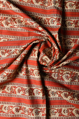 RUST RED FLORAL COTTON FLORAL FABRIC (WIDTH 42 INCHES)