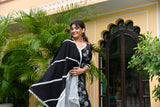 Beautiful Black Embroidered Silk Suit Set With Lace detail