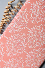 PEACH AND WHITE POM-POM DETAILING FABRIC (WIDTH 44 INCHES)