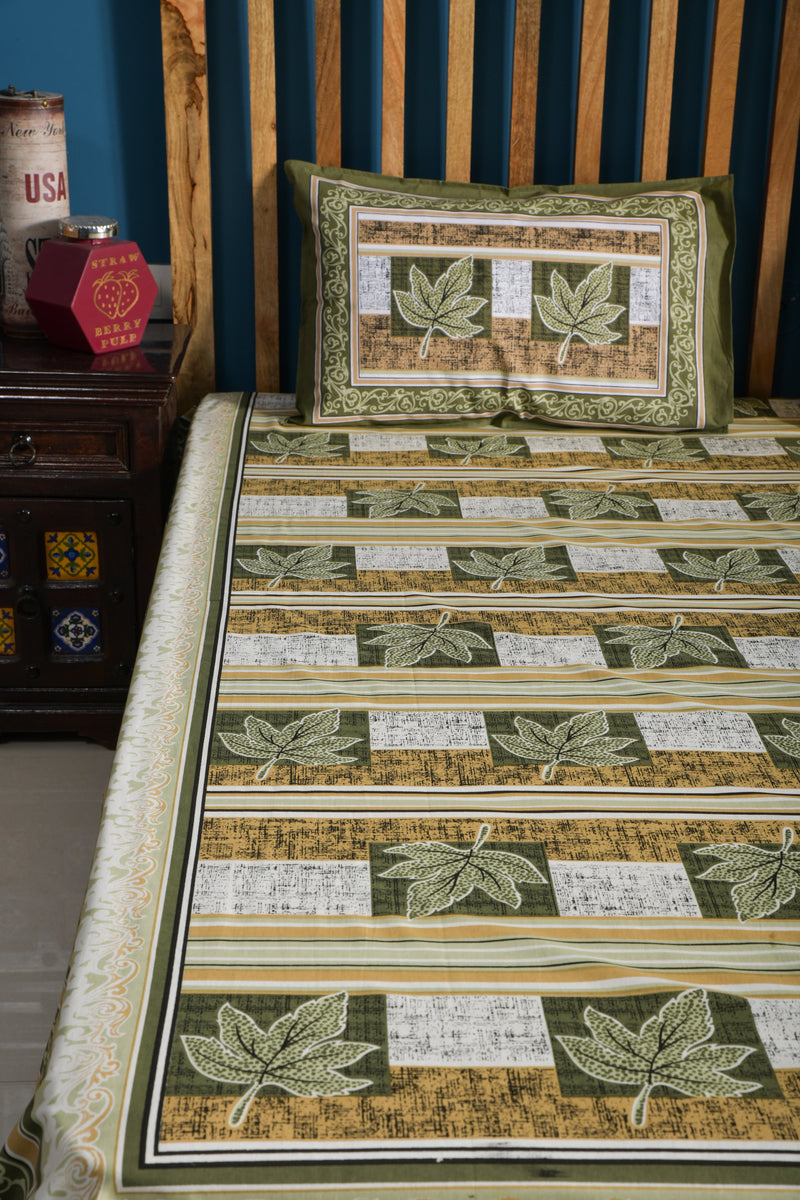 Spring Palms Pure Cotton Queen Size Bedsheet