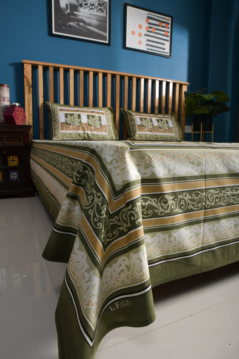 Spring Palms Pure Cotton Queen Size Bedsheet
