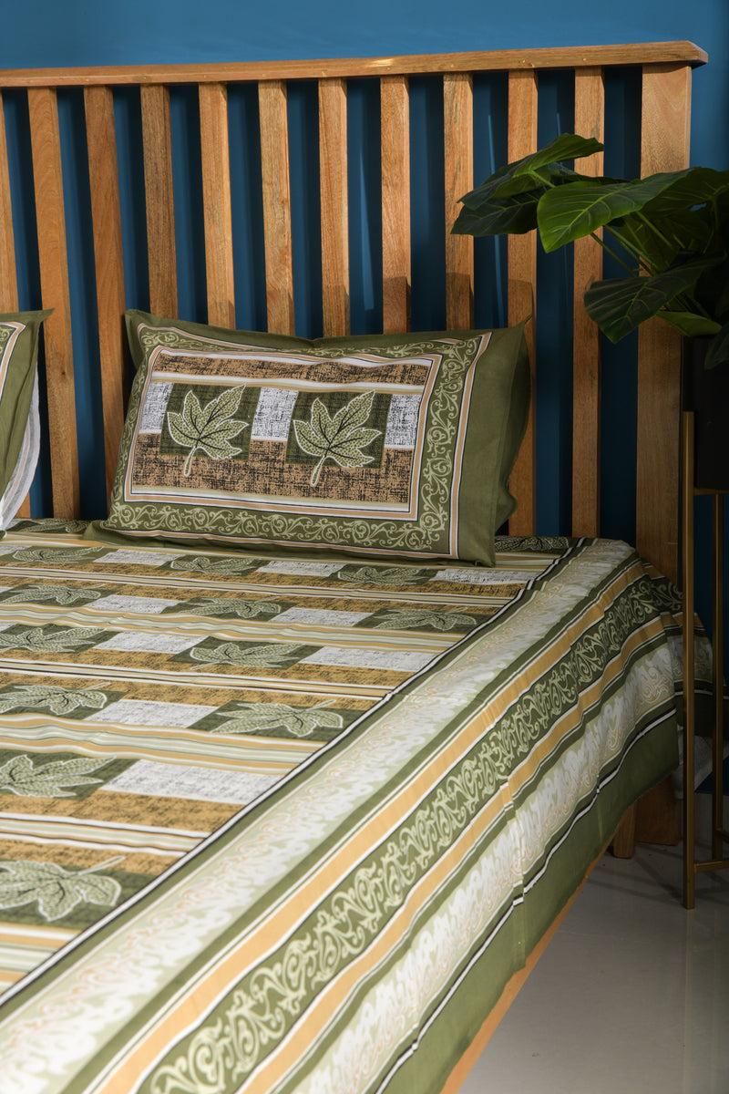 Spring Palms Pure Cotton Queen Size Bedsheet