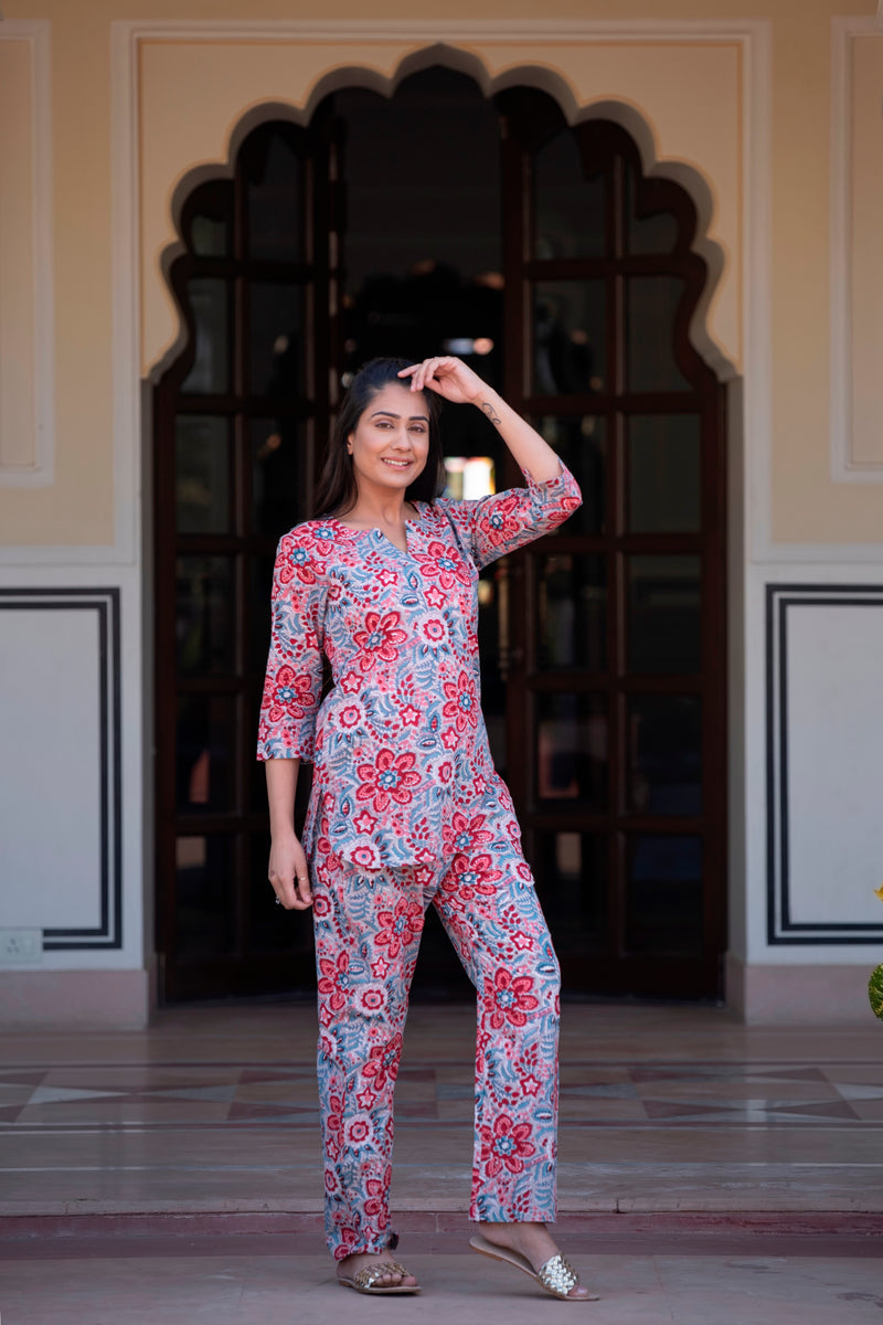 A Fit For A Queen Handblock Cotton Night Suit