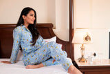 Quirky Blue Cotton Night Suit