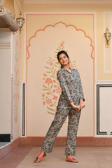 An Absolute Chic Handblock Cotton Night Suit