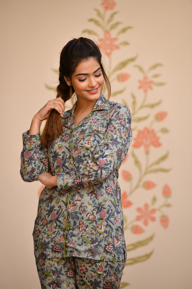 An Absolute Chic Handblock Cotton Night Suit
