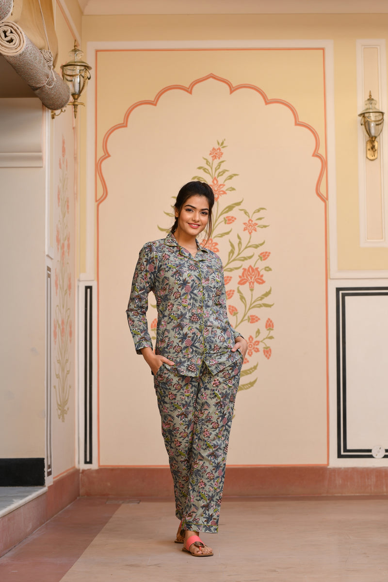An Absolute Chic Handblock Cotton Night Suit