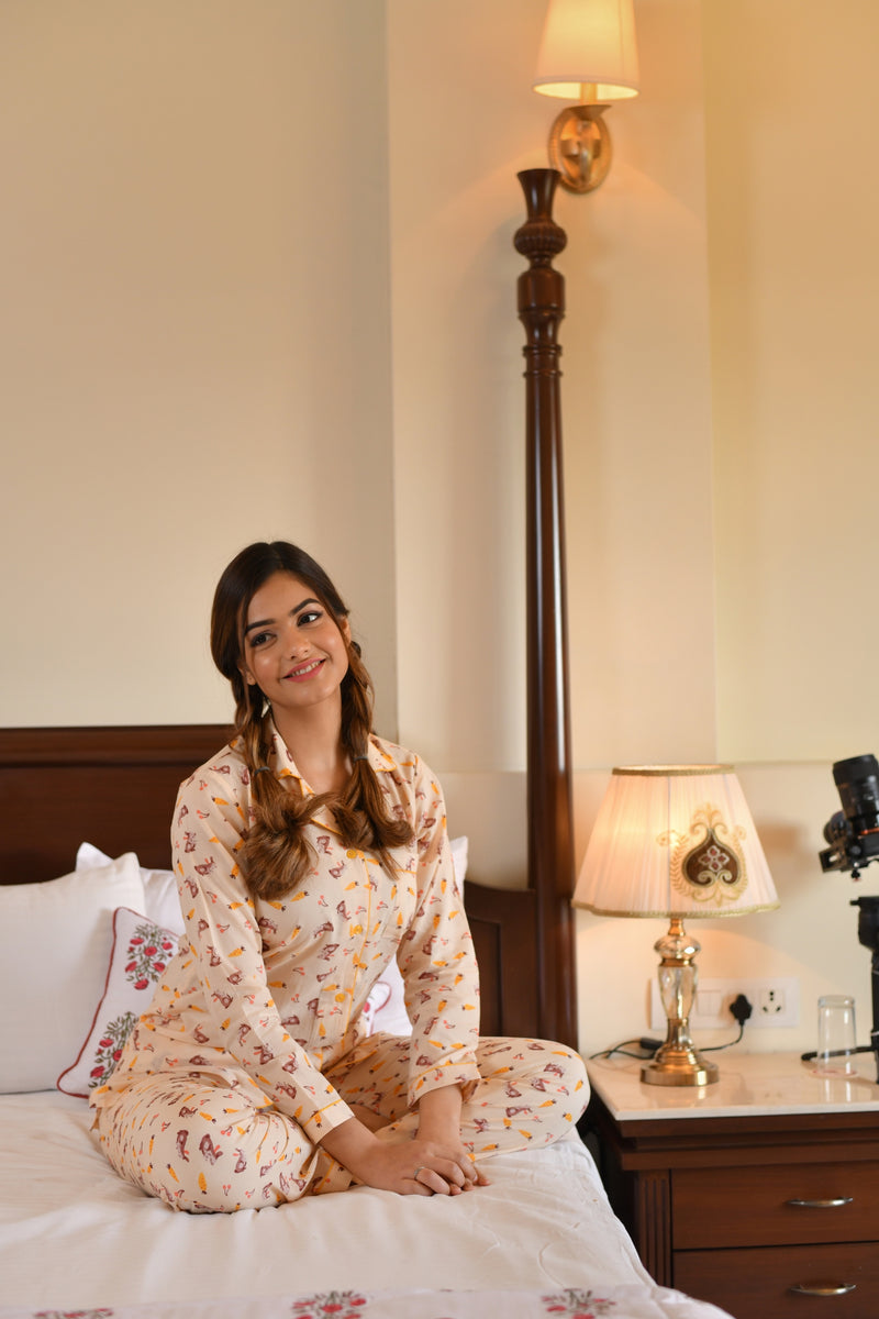 A Swirl With Joy Cotton Night Suit