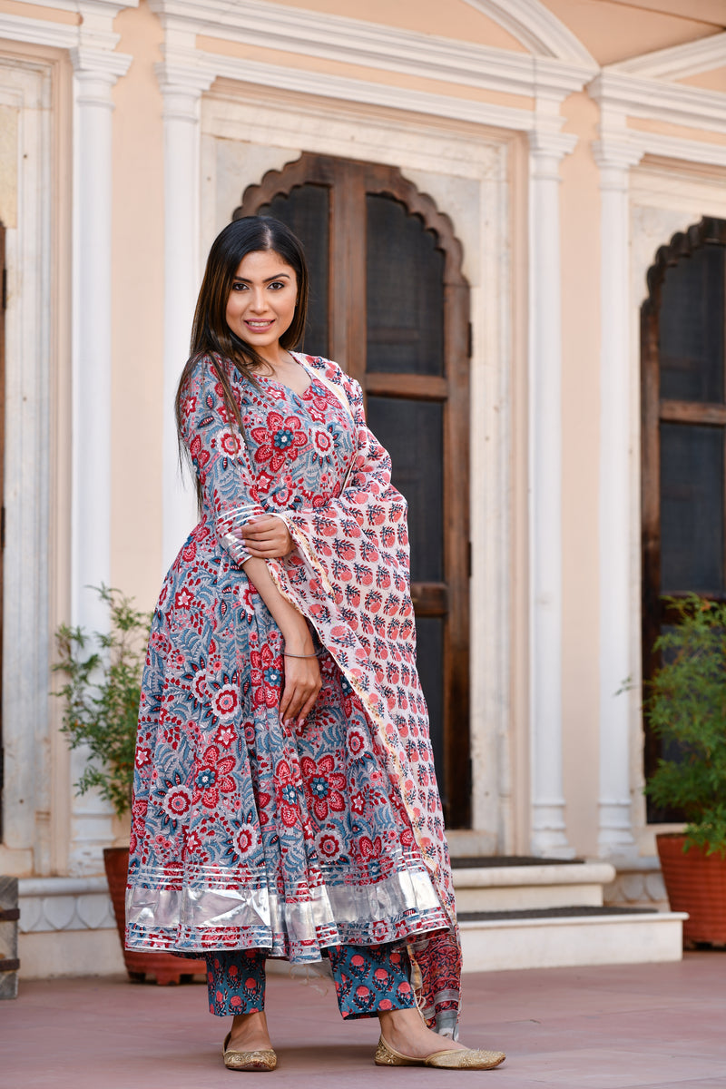 Buy Red aari work super net Dress Material With Dupatta at Amazon.in