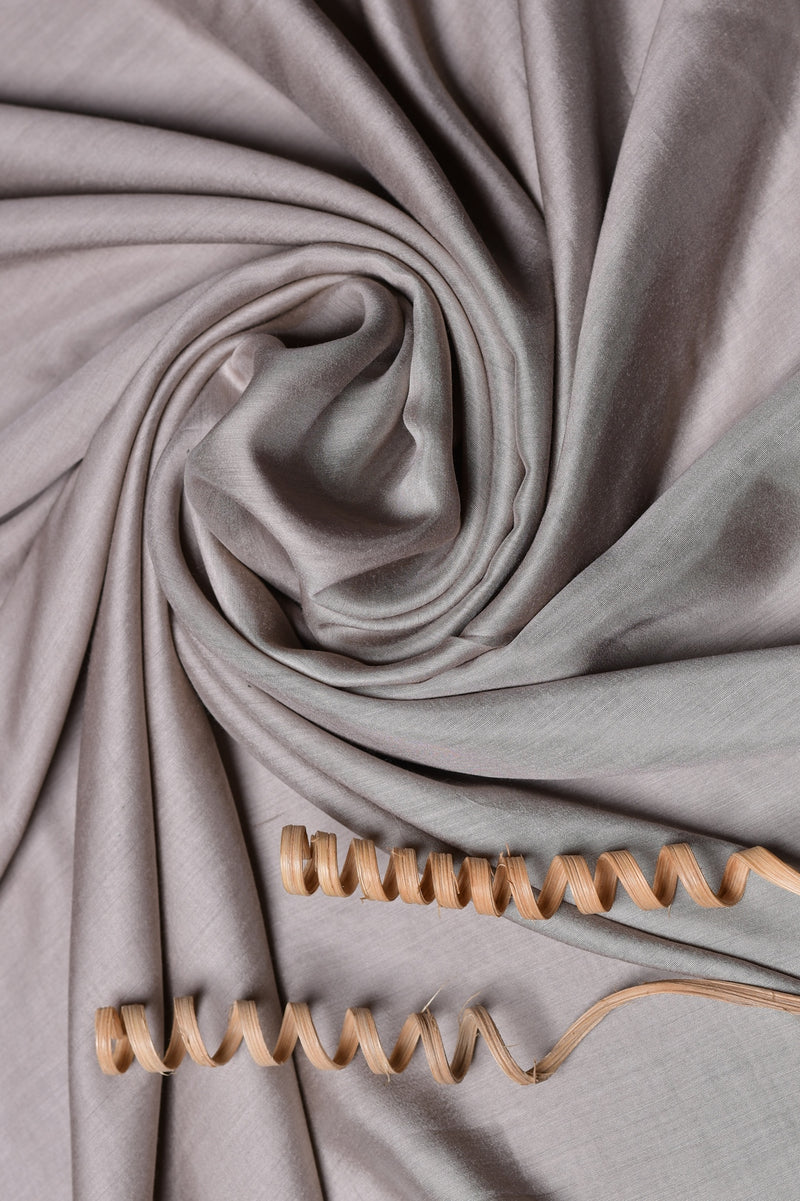Beige Solid Silk Fabric