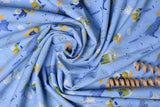 Quirky Blue Cotton Unstitched FABRIC