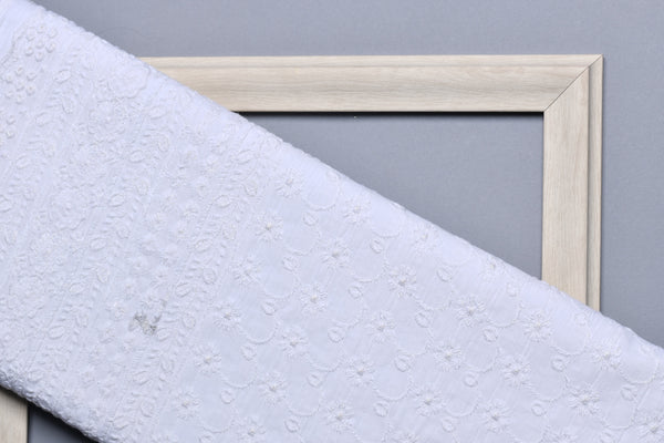 Embroidered White FABRIC (WIDTH 44 INCHES)