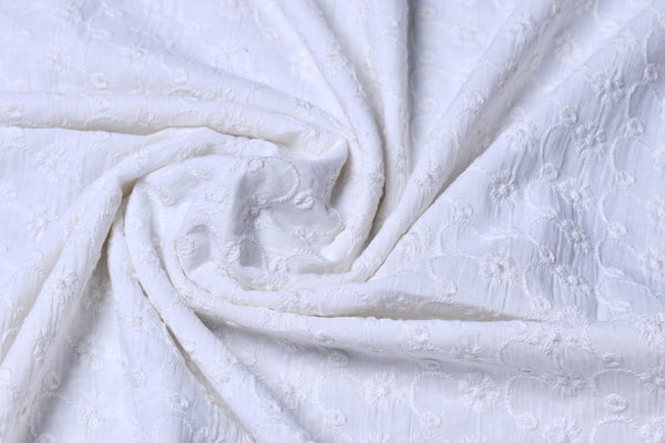 Embroidered White FABRIC (WIDTH 44 INCHES)